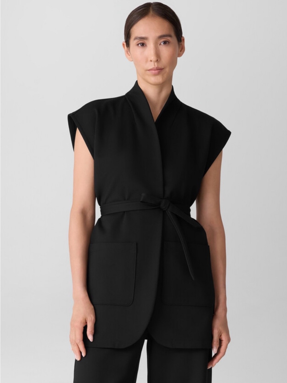 💮Eileen Fisher Washable Flex Ponte High Collar Vest M💮